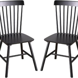 Wooden Windsor Dining Chairs Set of 2 Wood Dining Room Chair Black Spindle Side Kitchen Room Country Chairs