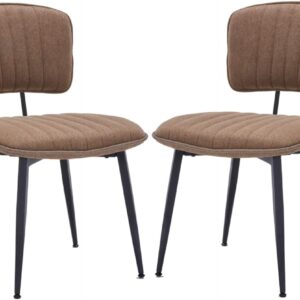 Upholstered Dining Chairs Set of 2, Fabric Kitchen Dining Room Chairs with Metal Legs, Modern Dining Chairs for Living Room & Dining Room (Brown)