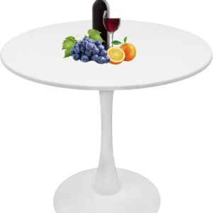 White Round Dining Table, 24 Inches Tulip Round Kitchen Table,Leisure Table for Small Places, Dining Room, Living Room, Cafe