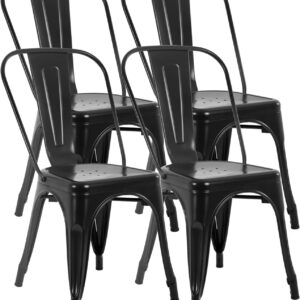 Metal Dining Chairs Set Of 4 Indoor Outdoor Chairs Patio Chairs Kitchen Metal Chairs 18 Inch Seat Height Restaurant Chair Metal Stackable Chair  Side Bar Chairs 330LBS Weight Capacity