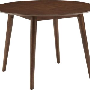 Modern Round Wood Dining Table, Mahogany