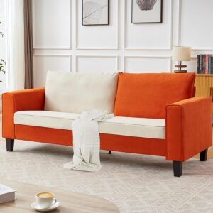 Couch for Living Room, 79" Modern Sofa with Removable Cover and Deep Seat, Linen 3 Seater Comfy Sofa for Small Spaces, Apartment, Color-Block