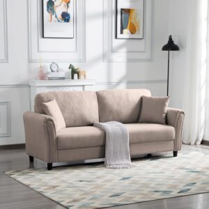 81.5" Modern Minimalist Sofa with Solid Wood Frame, Sturdy and Durable, Suitable for Living Room, Office, etc.Light Brown