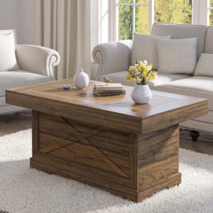 Coffee Table for Living Room Wood Style Center Table 39 inch Rectangle Rustic Cocktail Table, Easy Assembly Home Office Accent Coffee Tables, Walnut
